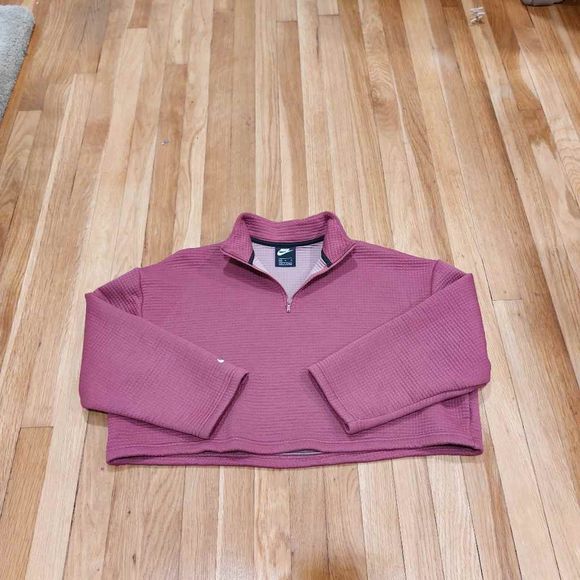 Nike Tops - Nike Waffle Knit Quarter Zip Cropped Sweater in Mauve Size M EUC